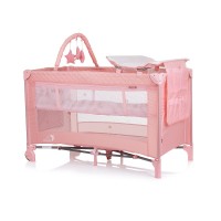 Chipolino Foldable travel cot Luna, flamingo 