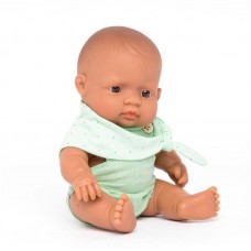 Miniland Кукла момче 21 см със зелен гащеризон 