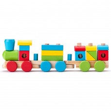 Woody Дървен цветен дидактически влак