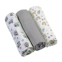 BabyOno Muslin Nappies Super Soft 3 pcs Grey