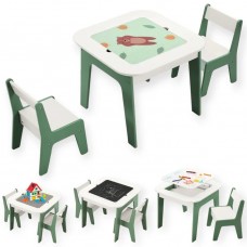 Ginger Home Children's wooden set Table with 2 Chair and Storage boxes Forest