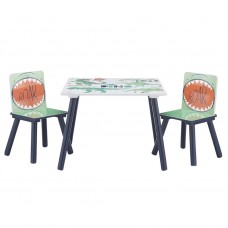 Ginger Home Children's wooden set Table with 2 Chairs Dinosaur